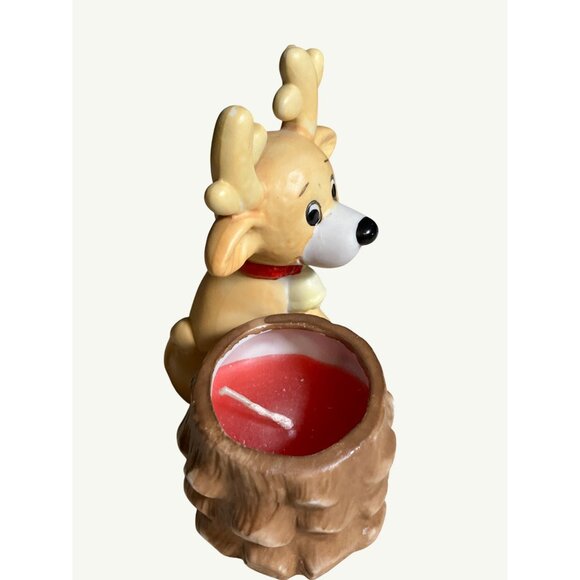 Reindeer Ceramic Candle Holder With Red Accent - Picture 4 of 10